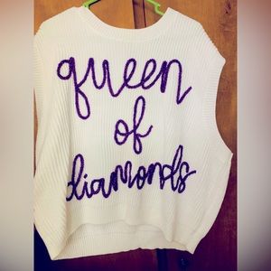 Queen of Diamonds Sweater Vest (Purple)